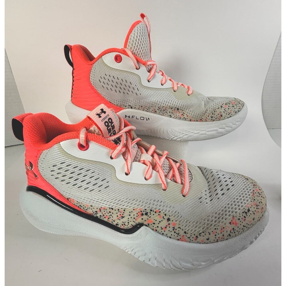 Under Armour Flow Breakthru 2 Womens Running Shoes Sneakers size 10 White/Orange